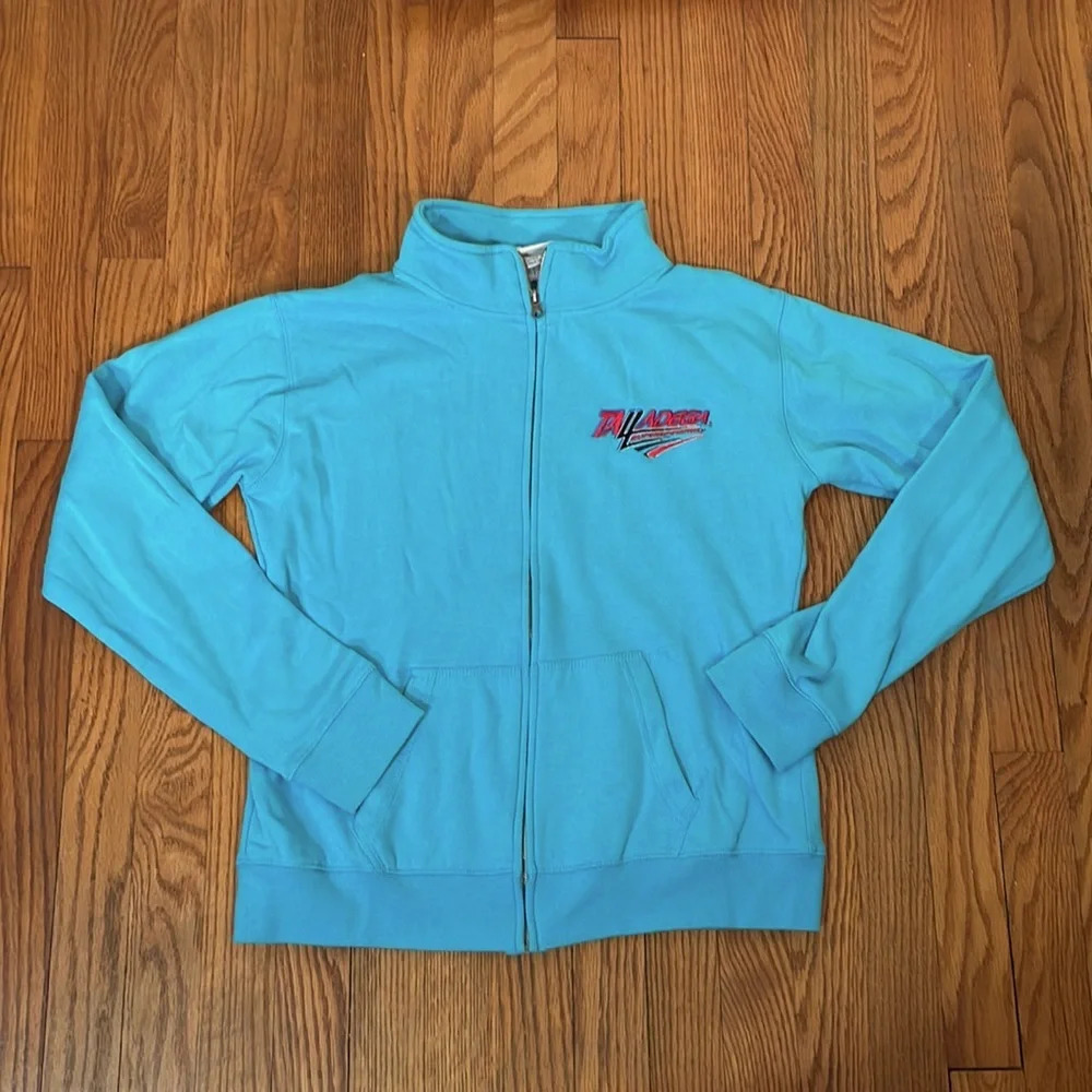 J.America Talladega Superspeedway Full Zip Sweatshirt Light Blue Women's Small